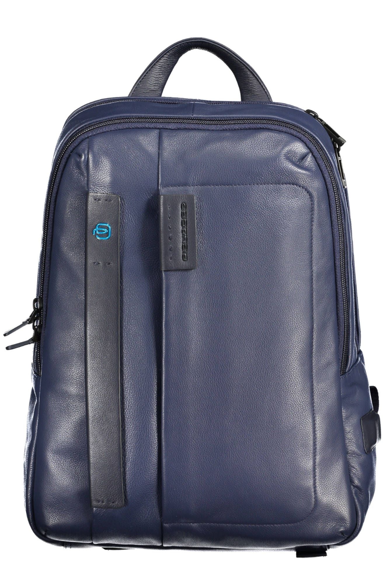 Piquadro Elegant Blue Leather Backpack with Laptop Pocket