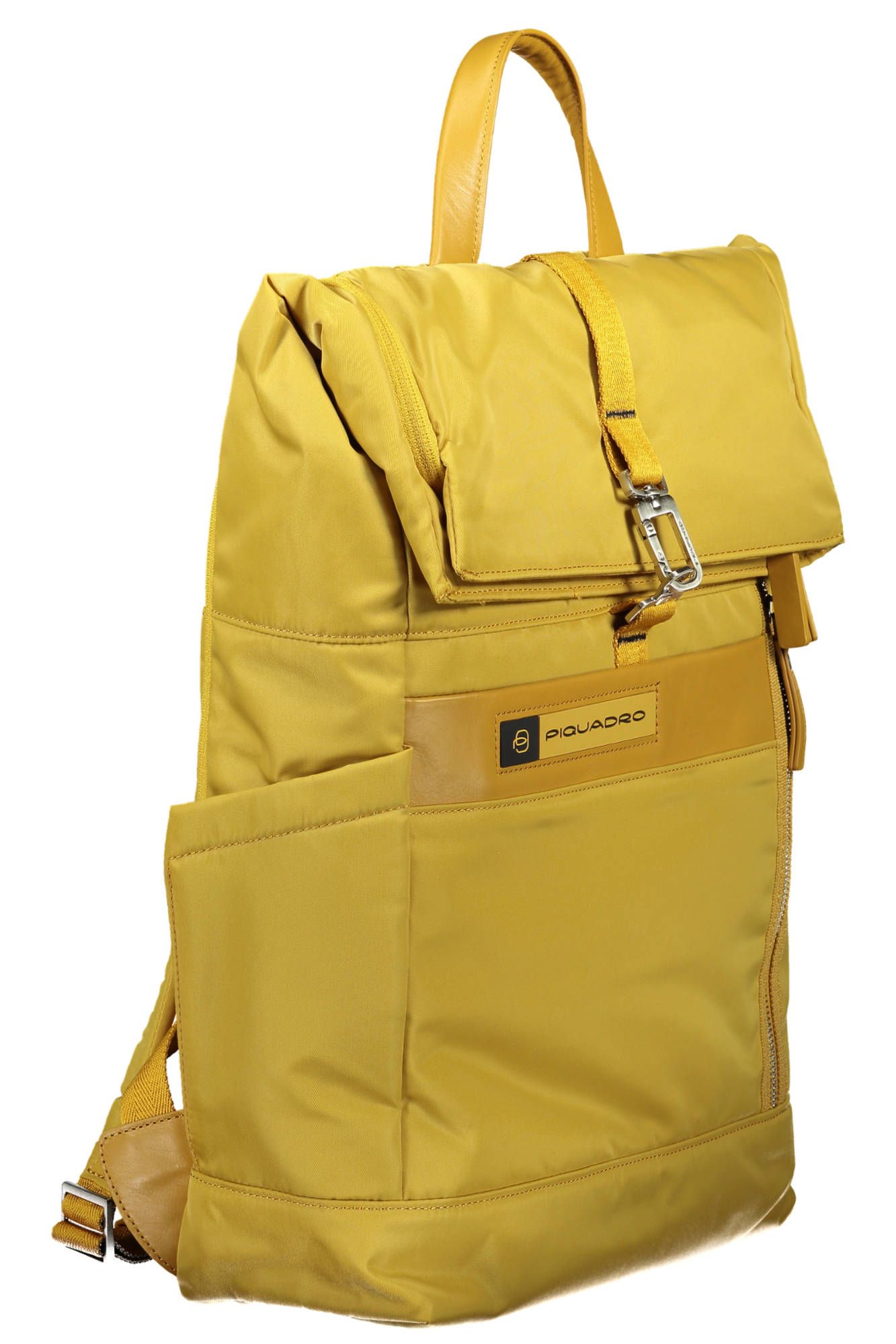 Piquadro Sleek Yellow Urban Backpack with Recycled Nylon