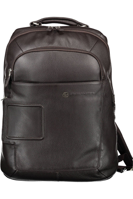 Piquadro Elegant Brown Nylon Backpack with Laptop Space