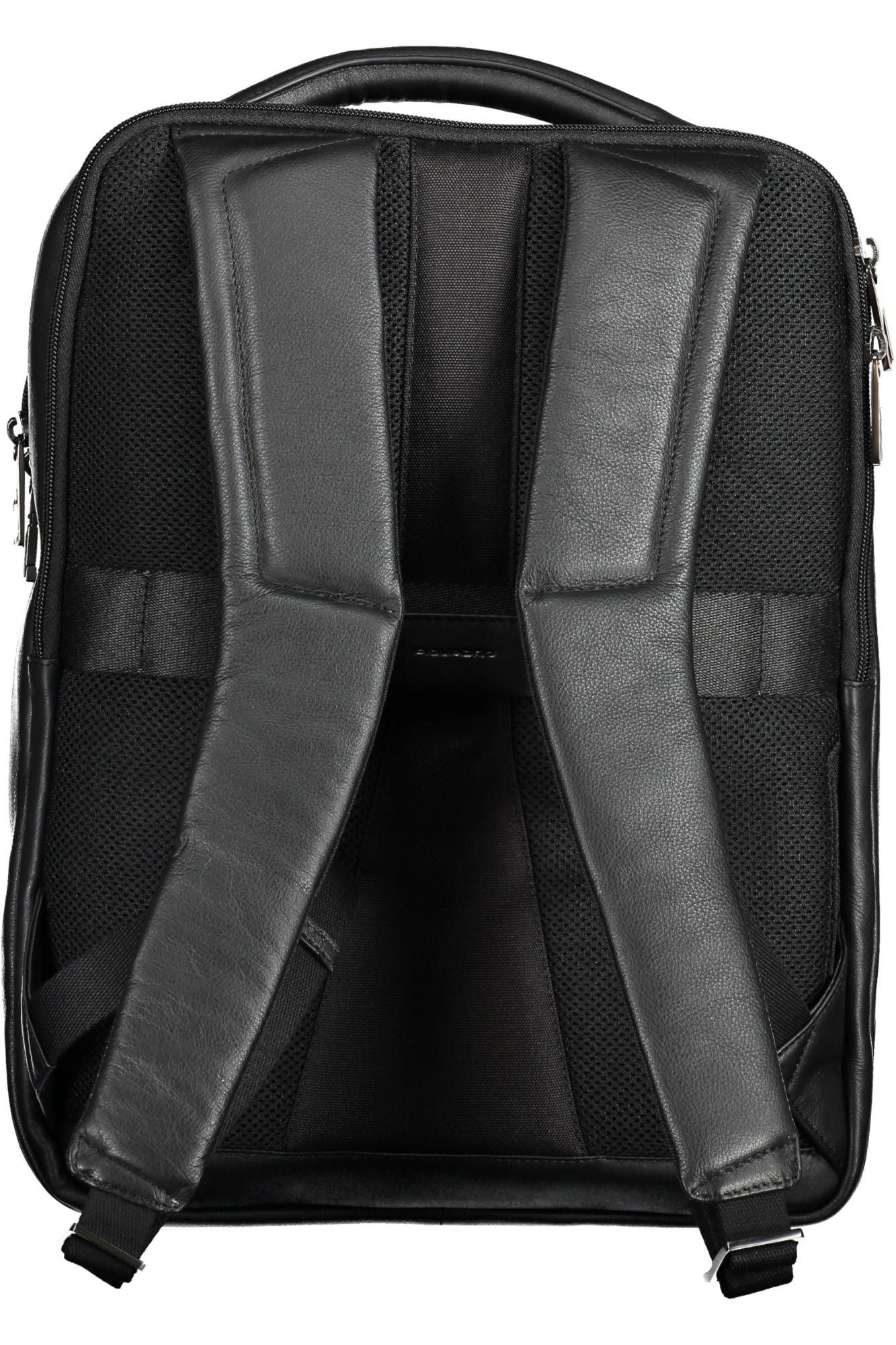 Piquadro Elegant Black Leather Backpack with Laptop Pocket