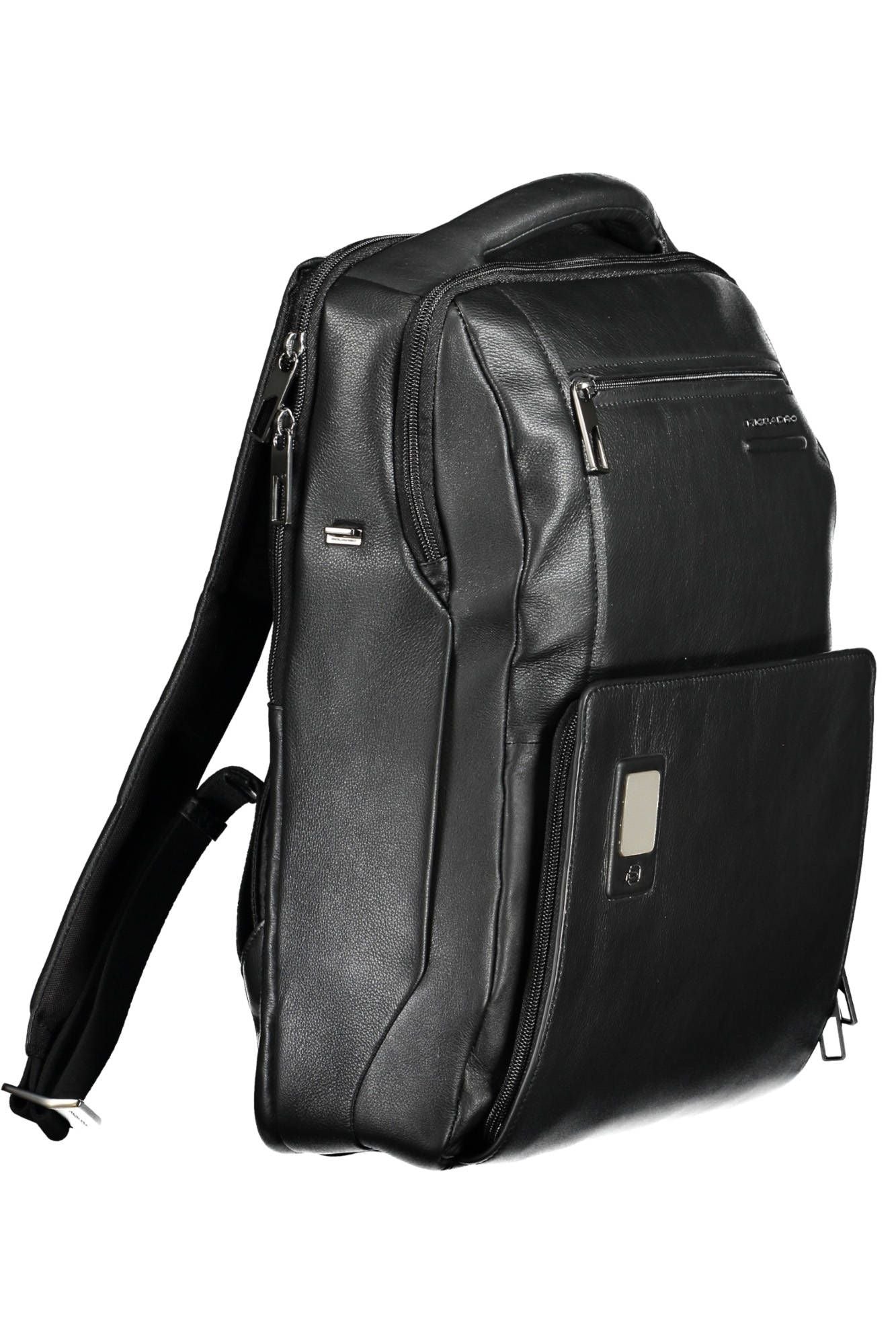 Piquadro Elegant Black Leather Backpack with Laptop Pocket