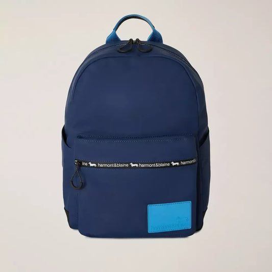 Harmont & Blaine Navy Blue Designer Backpack with Logo Detail