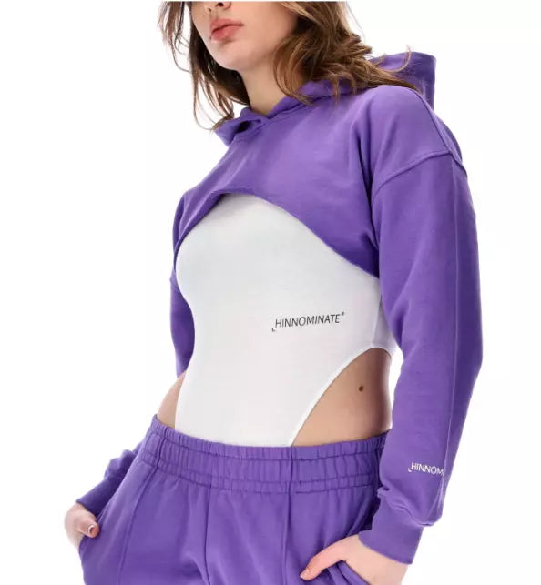 Hinnominate Chic Purple Hooded Cotton Sweater