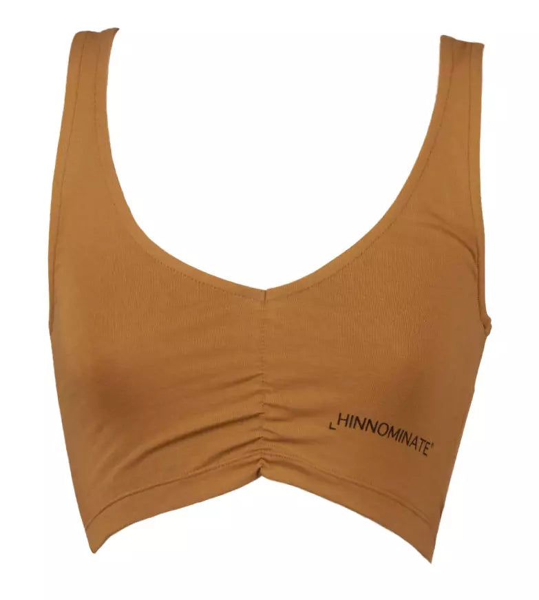 Hinnominate V-Neck Stretch Cotton Top in Brown