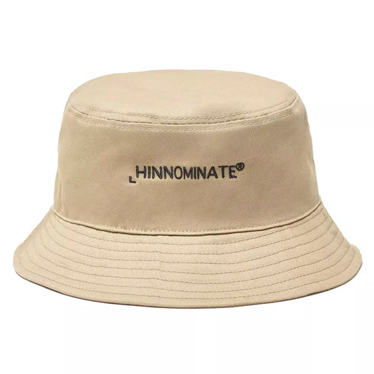 Hinnominate Chic Beige Cotton Bucket Hat with Embroidery