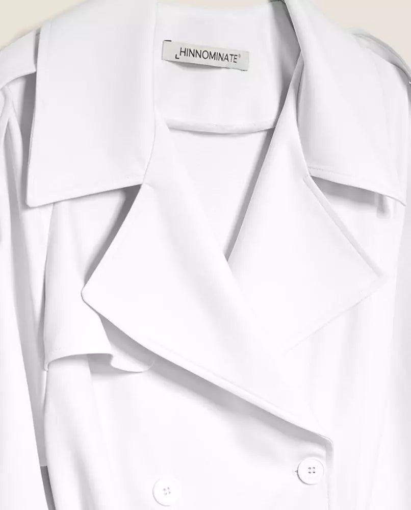 Hinnominate Chic Double-Breasted White Trench Coat