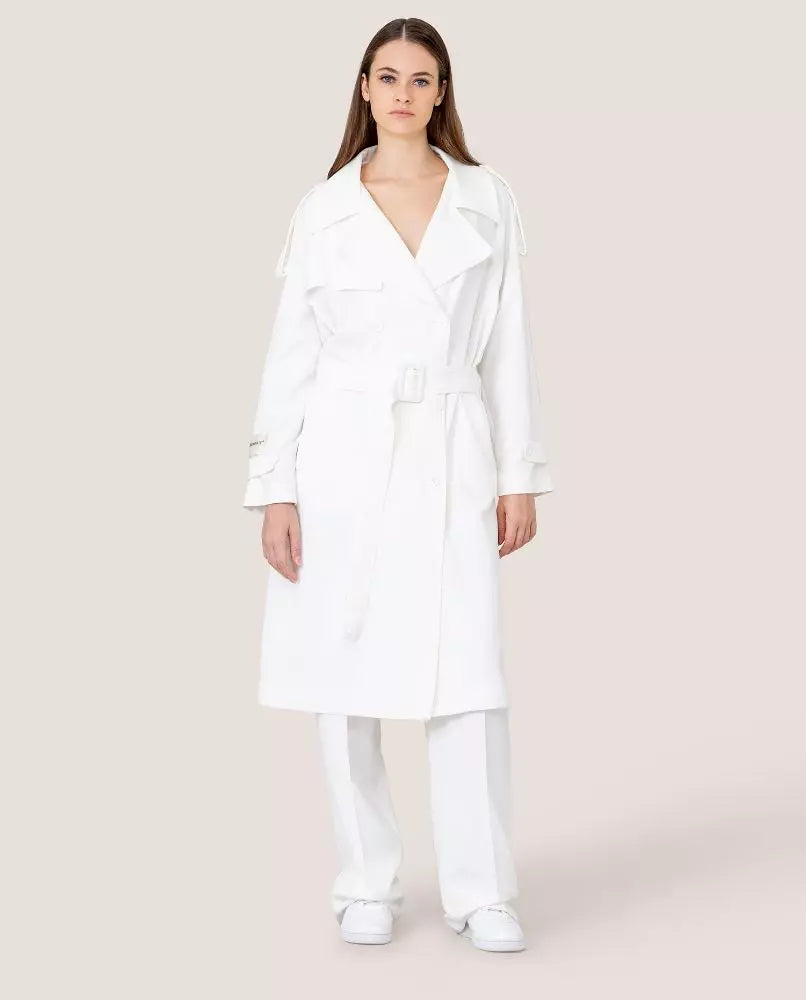 Hinnominate Chic Double-Breasted White Trench Coat