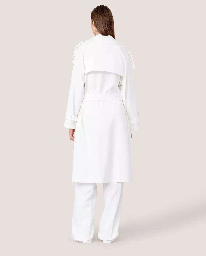 Hinnominate Chic Double-Breasted White Trench Coat