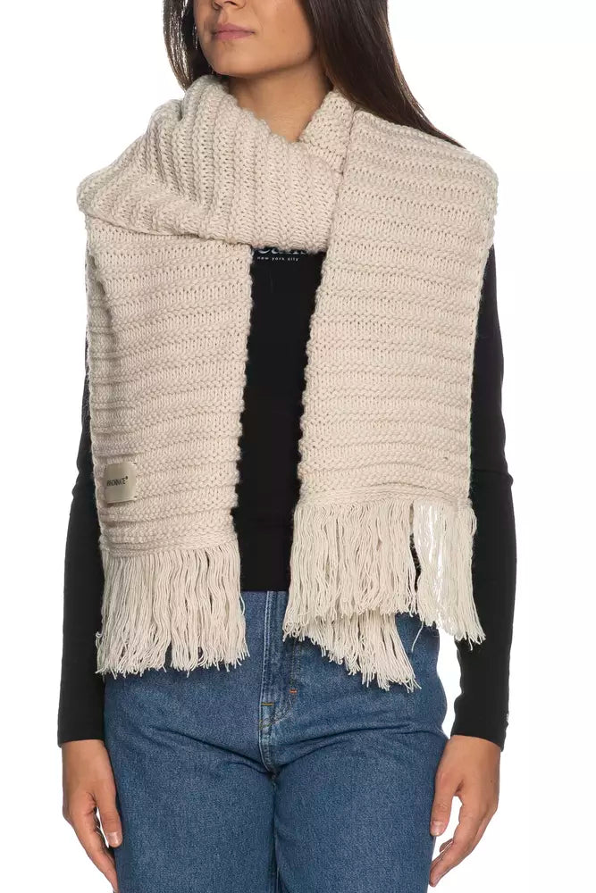 Hinnominate Elegant Long Knit Fringed Scarf