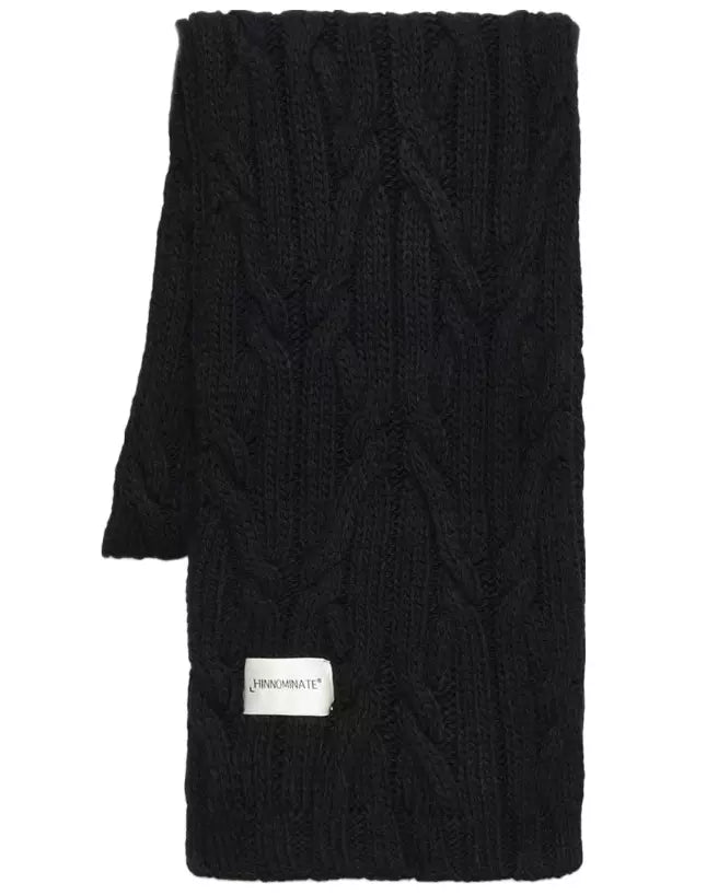 Hinnominate Elegant Black Woven Knit Scarf