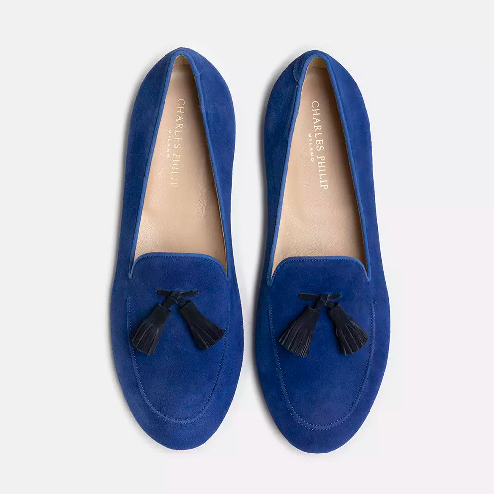 Charles Philip Chic Blue Suede Loafers for the Discerning Gentleman