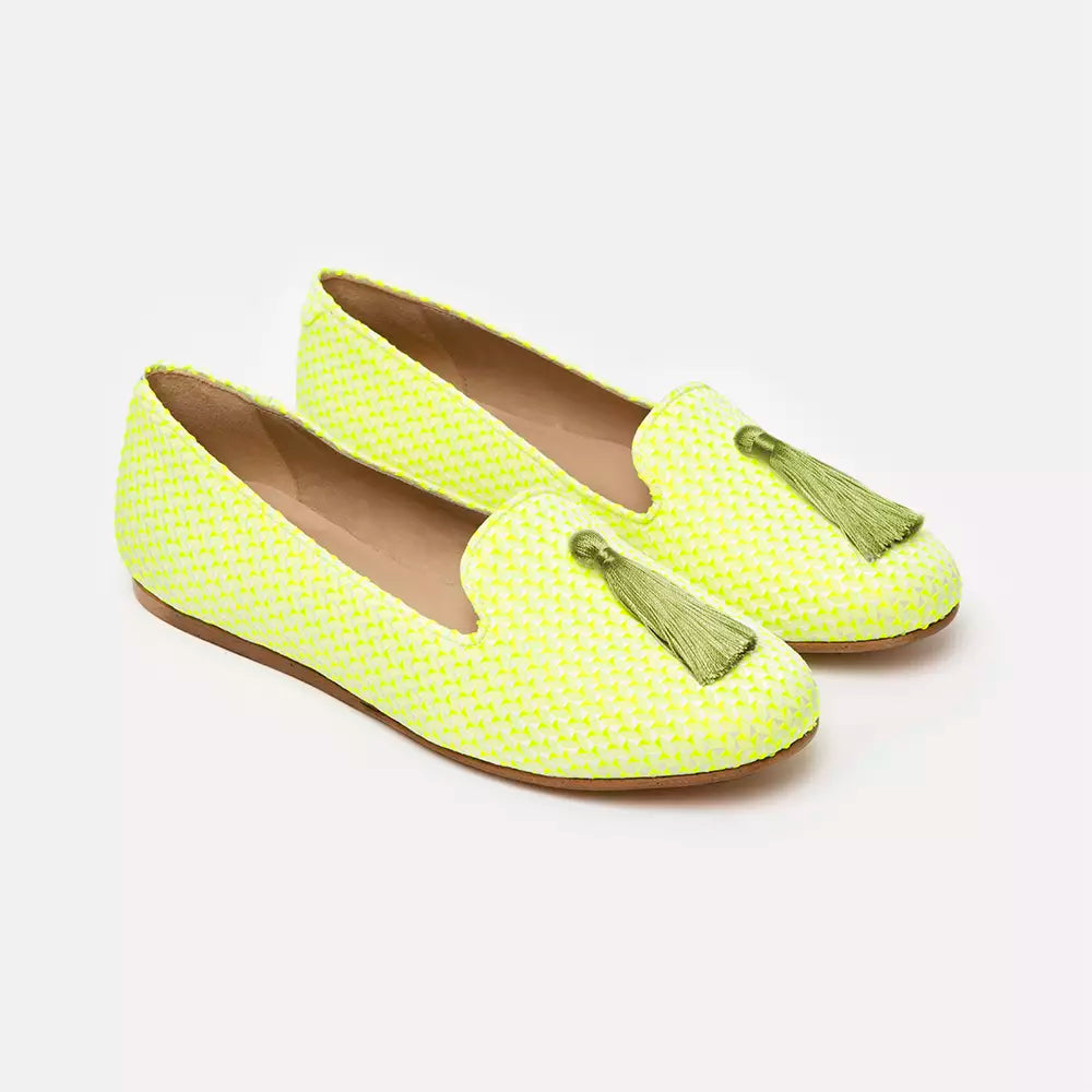 Charles Philip Elegant Yellow Silk Alba Loafers