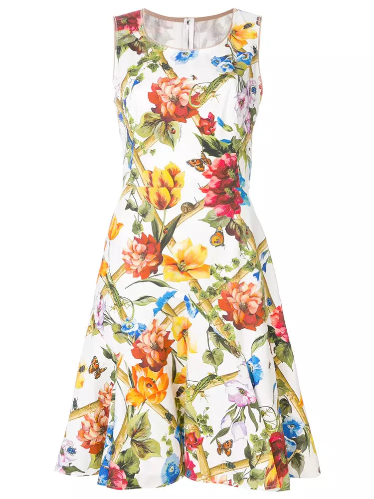 Dolce & Gabbana Elegant Floral Cotton Blend Dress