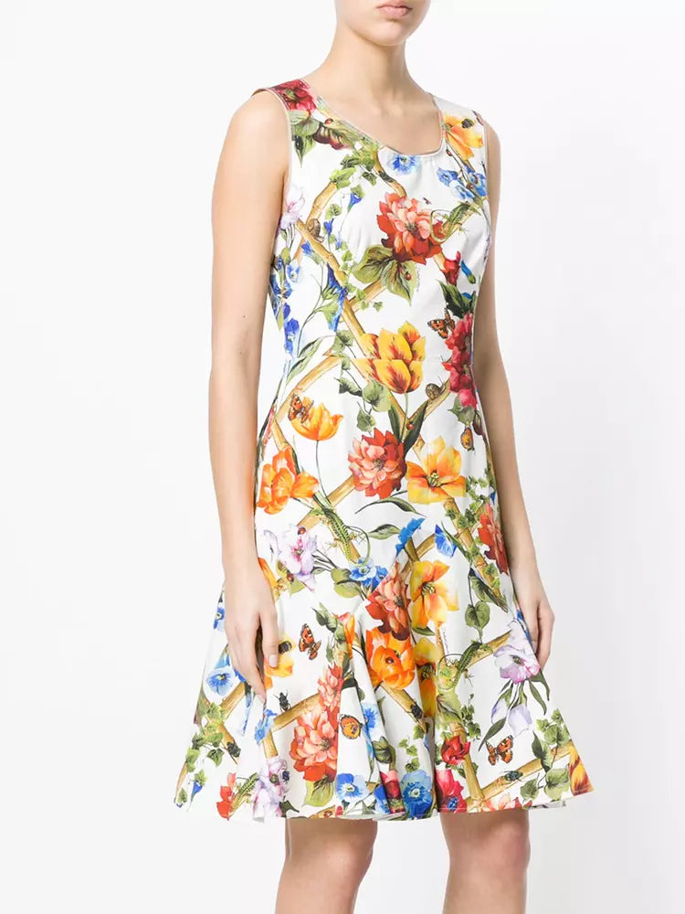 Dolce & Gabbana Elegant Floral Cotton Blend Dress