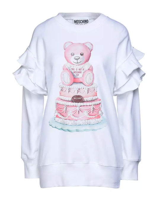 Moschino Couture Elegant White Cotton Sweatshirt with Brand Print