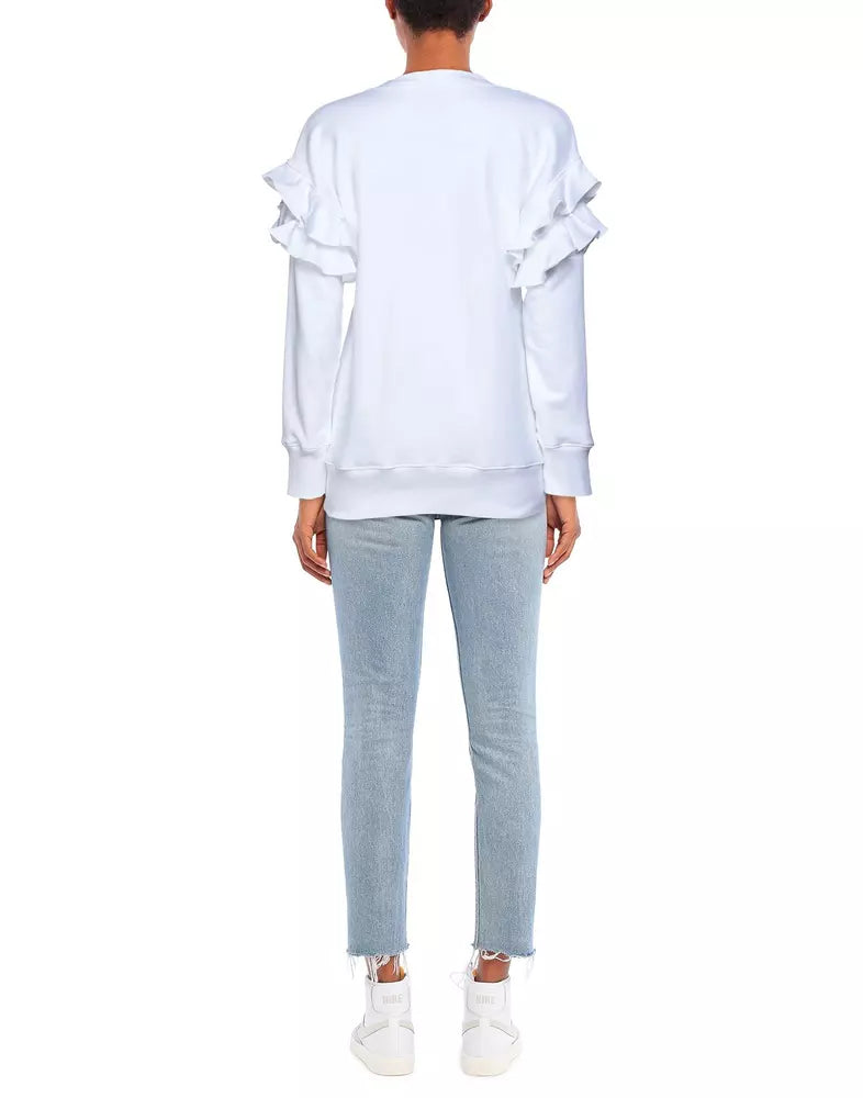 Moschino Couture Elegant White Cotton Sweatshirt with Brand Print