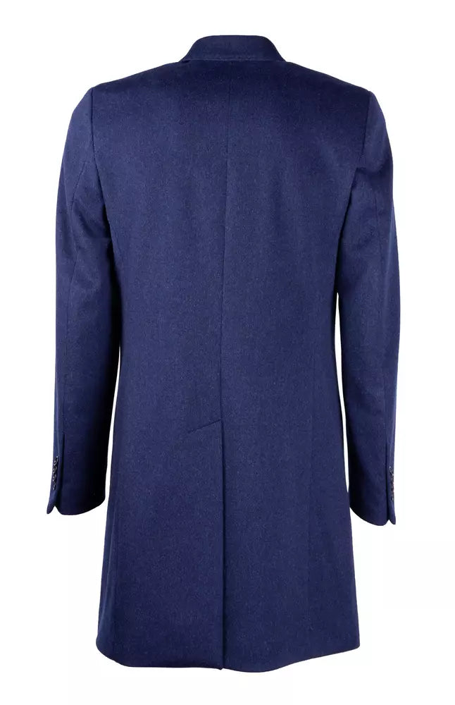 Made in Italy Navy Elegance Wool Coat for Men