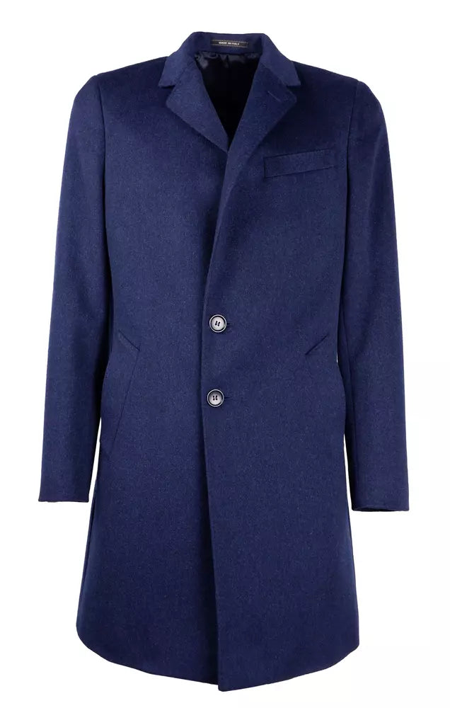 Made in Italy Navy Elegance Wool Coat for Men