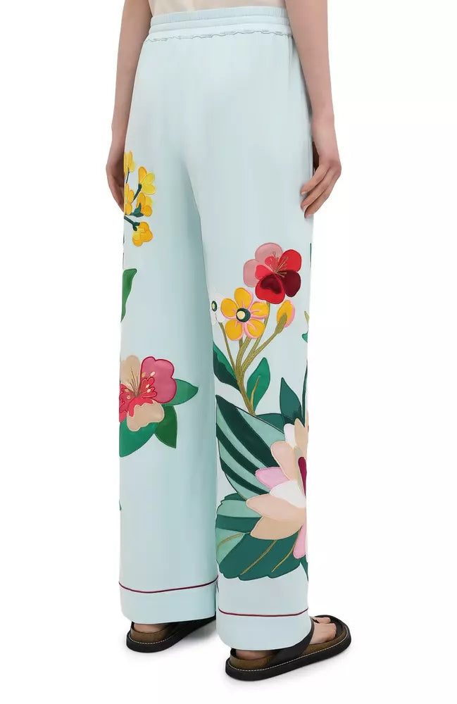 Dolce & Gabbana Floral Embroidered Silk Trousers