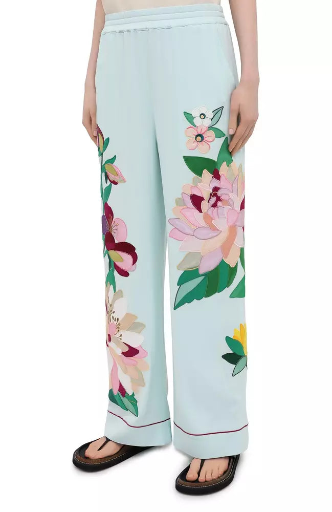 Dolce & Gabbana Floral Embroidered Silk Trousers