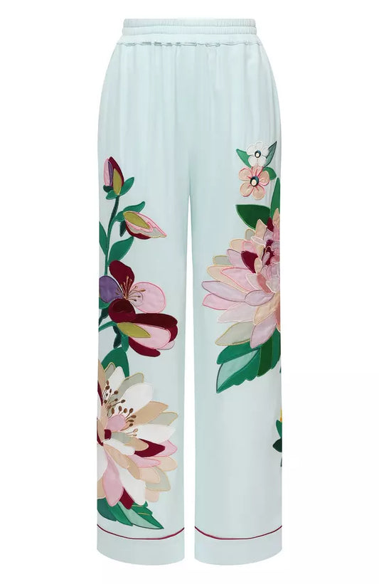 Dolce & Gabbana Floral Embroidered Silk Trousers