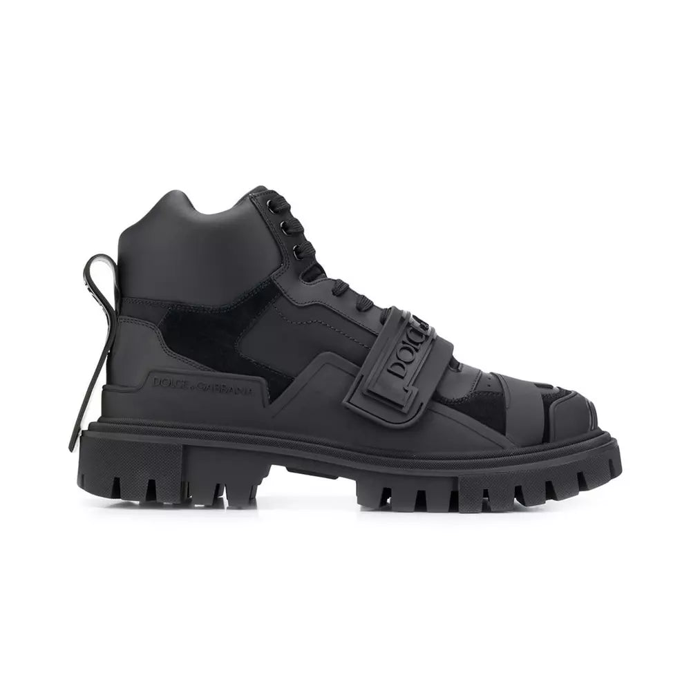 Dolce & Gabbana Chic Black Leather Hiking-Inspired Sneakers