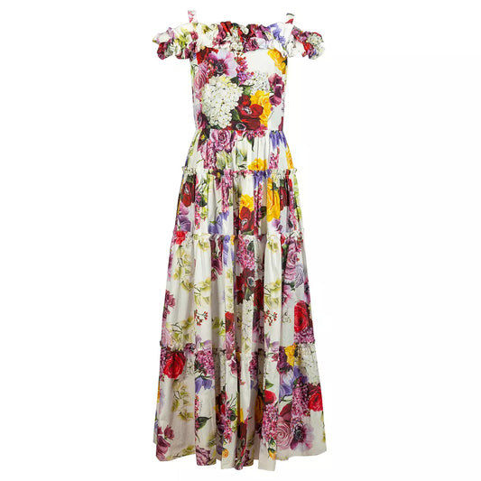 Dolce & Gabbana Elegant Floral Cotton Maxi Dress