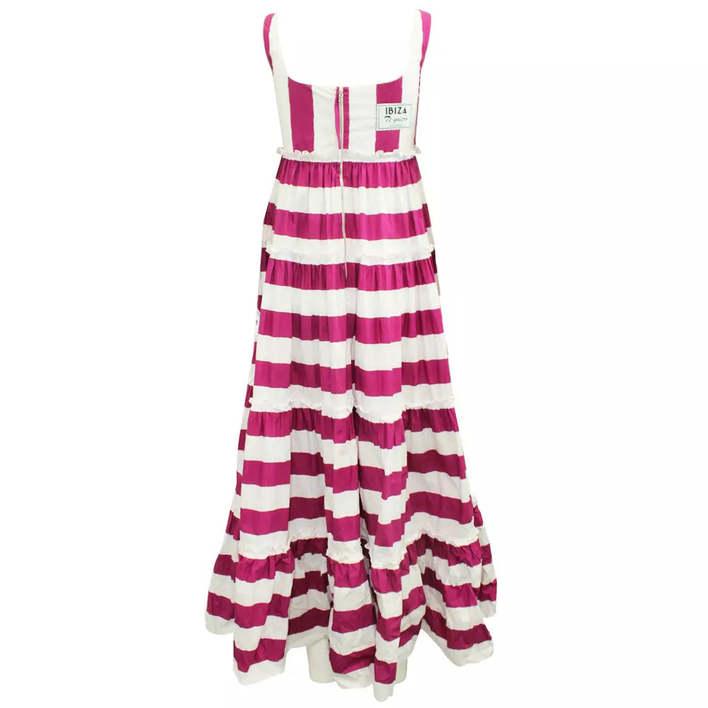 Dolce & Gabbana Elegant Fuchsia Striped Sleeveless Long Dress