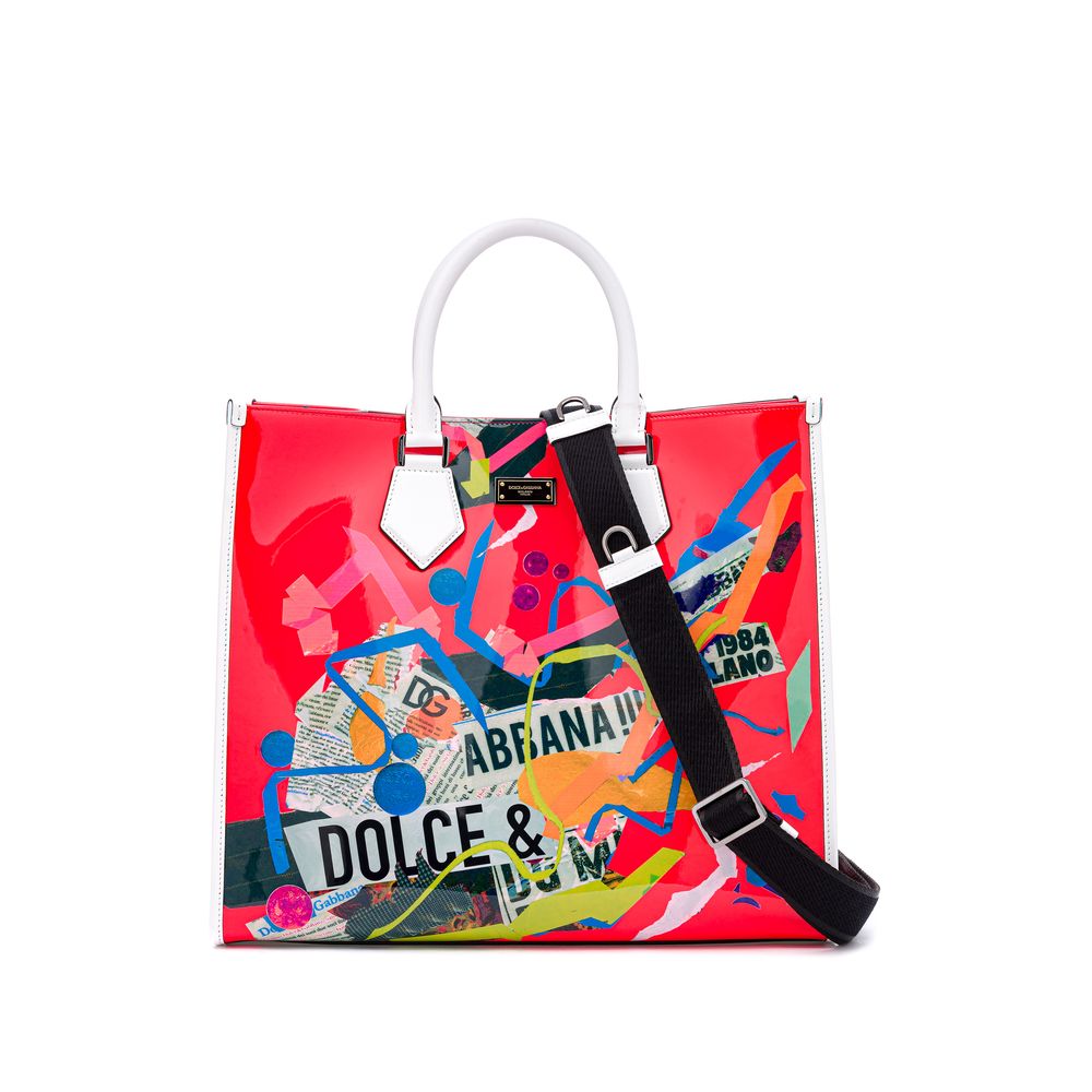 Dolce & Gabbana Elegant Red Patent Leather Tote with Iconic Design