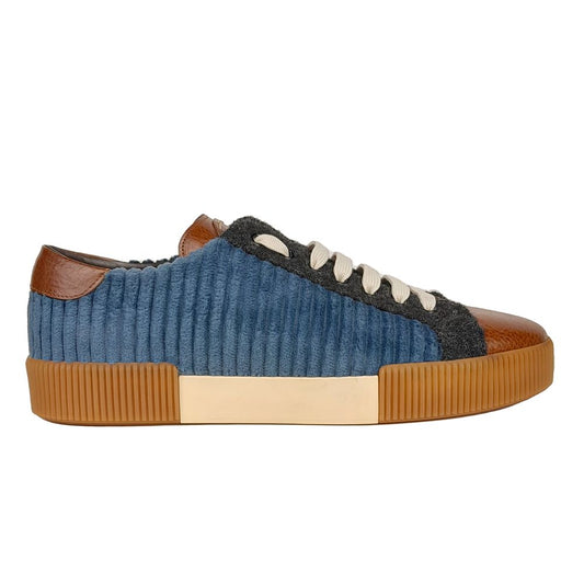 Dolce & Gabbana Elegant Corduroy Low-Top Sneakers in Navy Blue