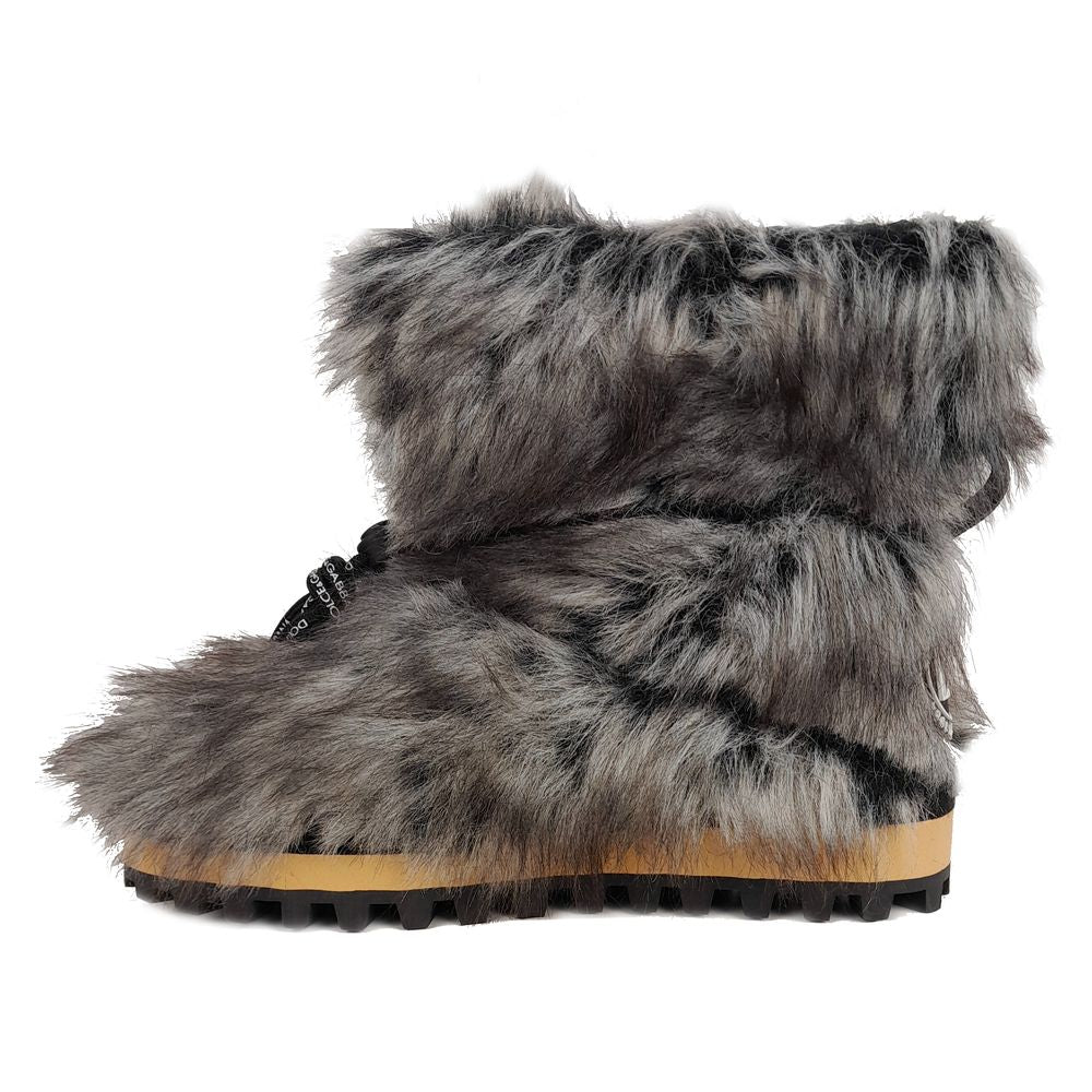 Dolce & Gabbana Chic Gray Eco Fur Ankle Boots