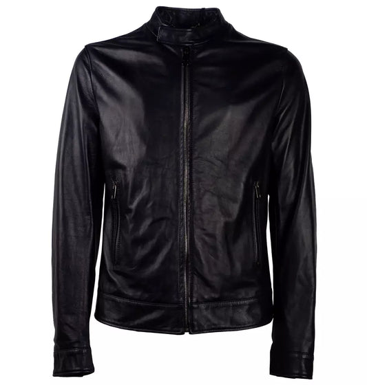 Dolce & Gabbana Sleek Lambskin Leather Jacket in Black