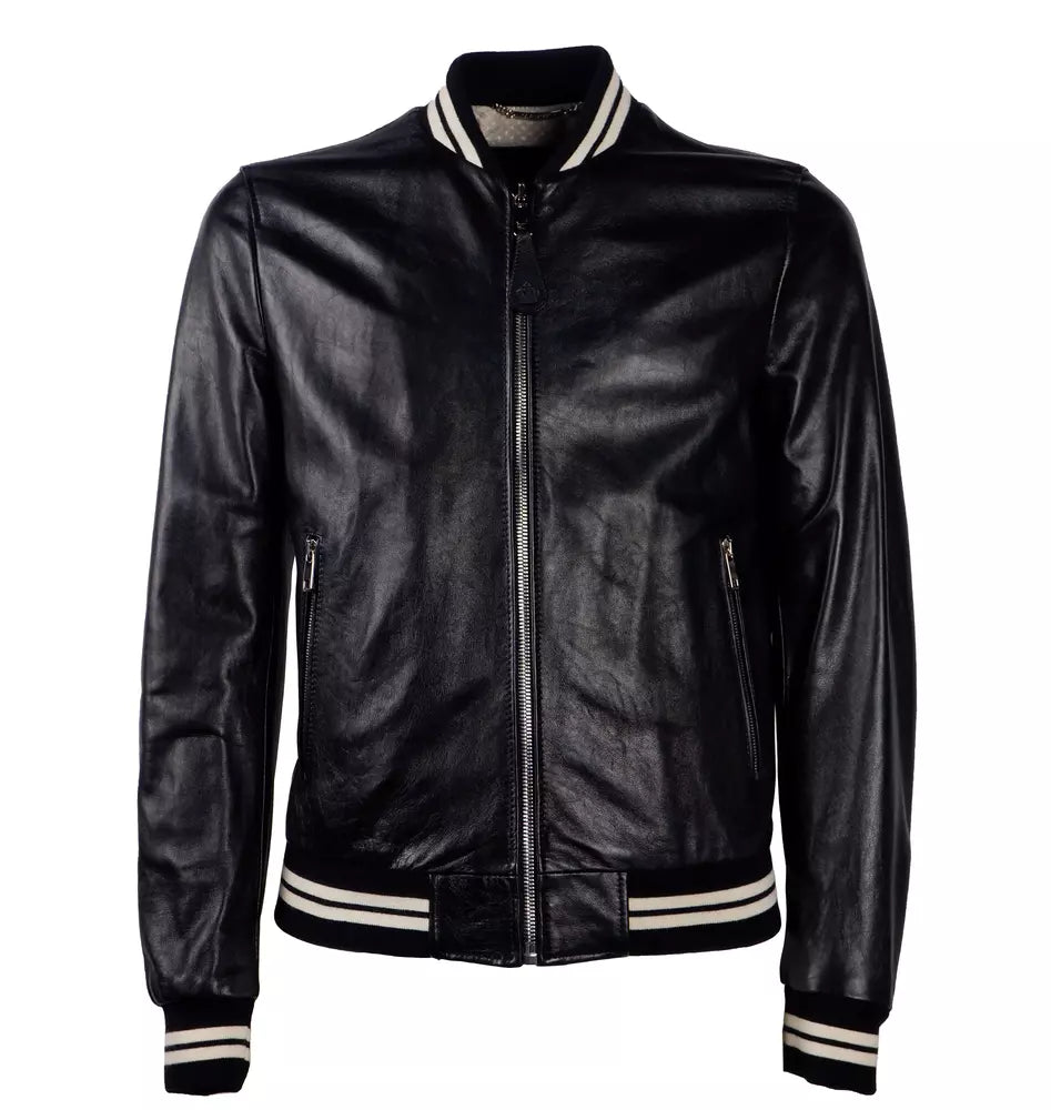 Dolce & Gabbana Sleek Black Lambskin Leather Jacket