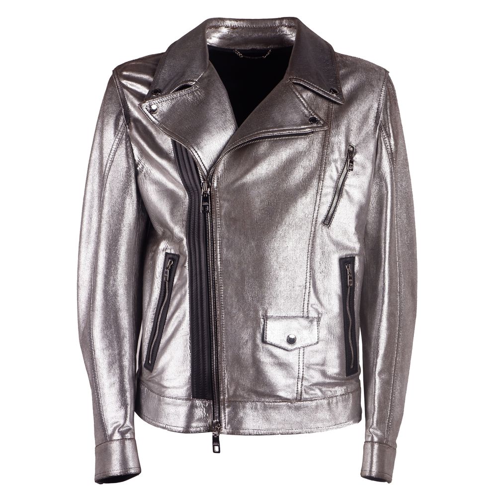 Dolce & Gabbana Chic Vintage Effect Lambskin Leather Jacket