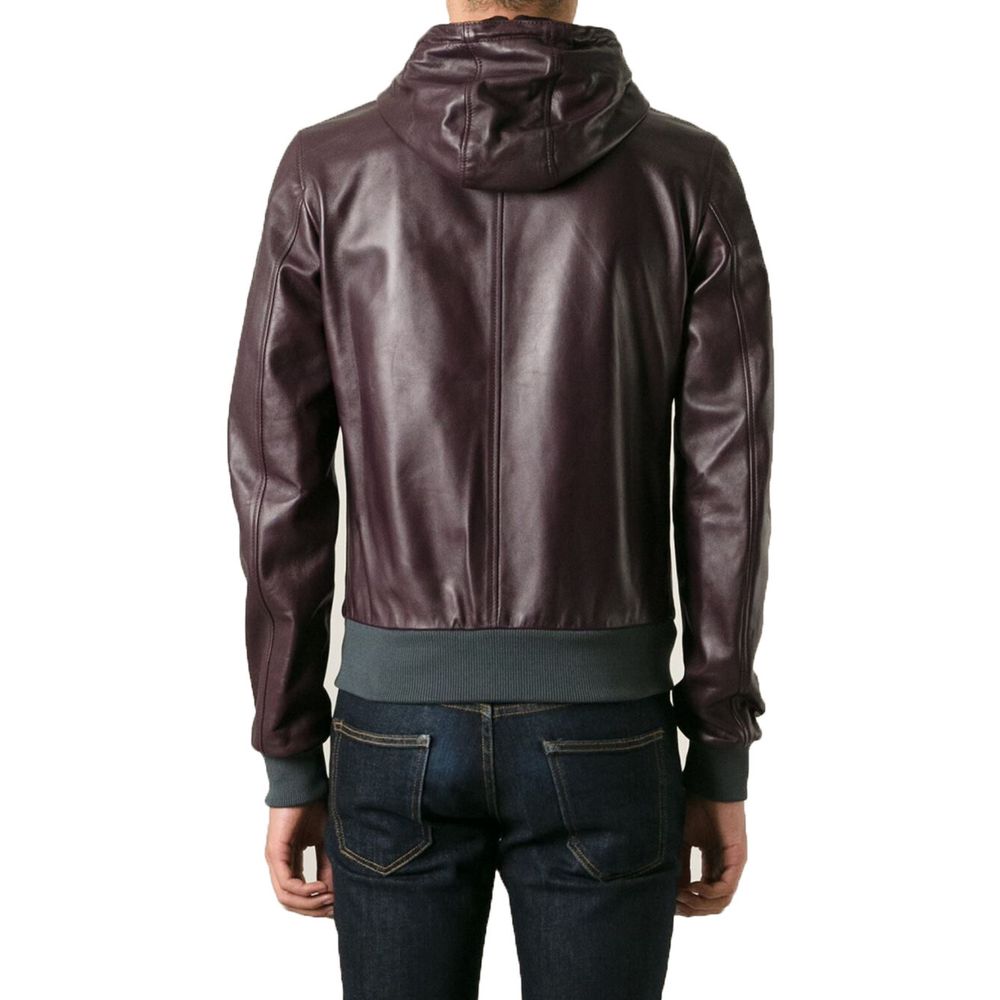 Dolce & Gabbana Purple Lambskin Hooded Luxury Jacket