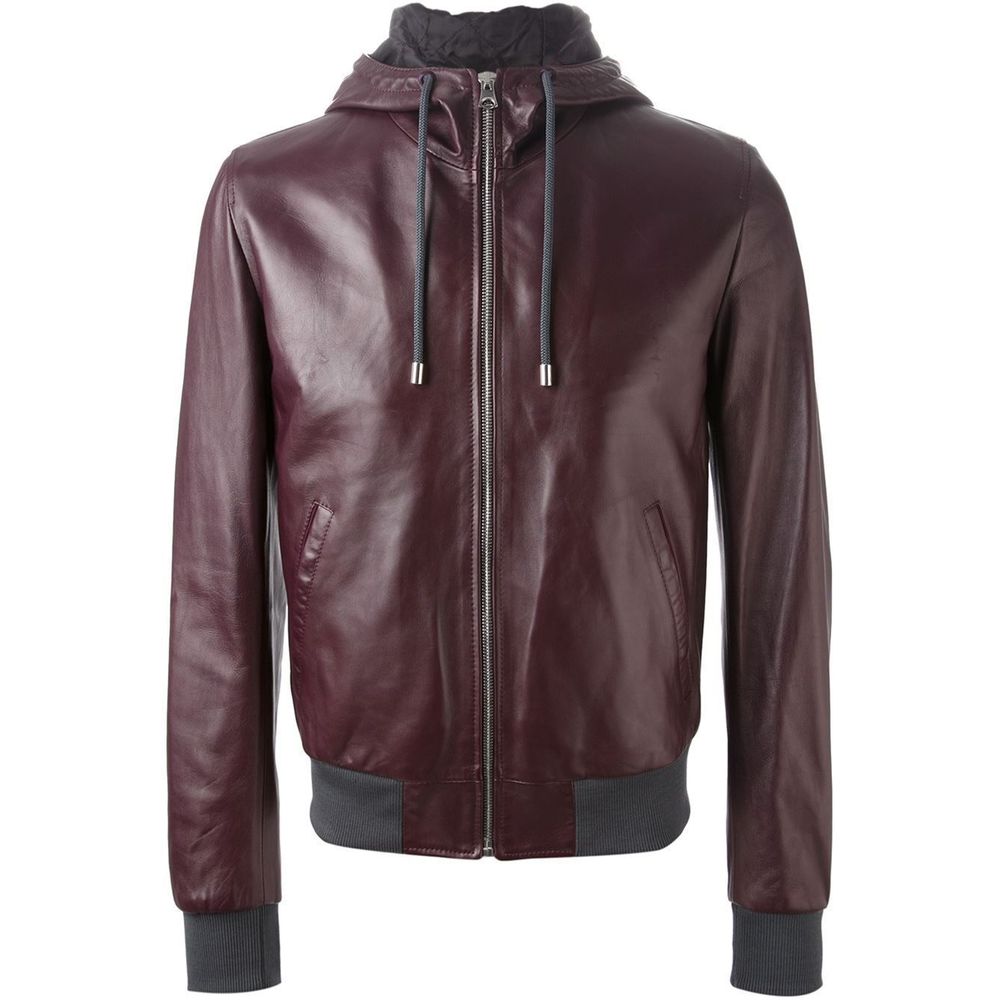 Dolce & Gabbana Purple Lambskin Hooded Luxury Jacket