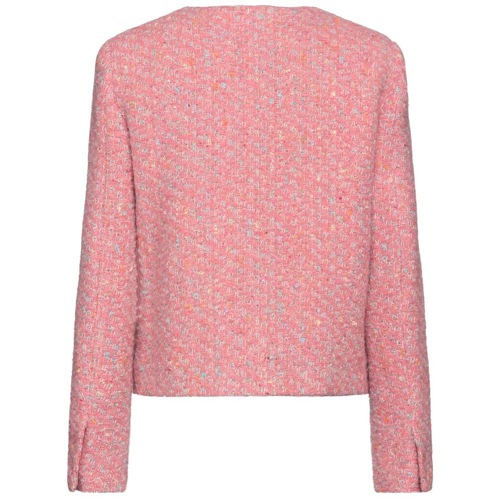 Moschino Couture Elegant Pink Tweed-Textured Wool Blend Jacket