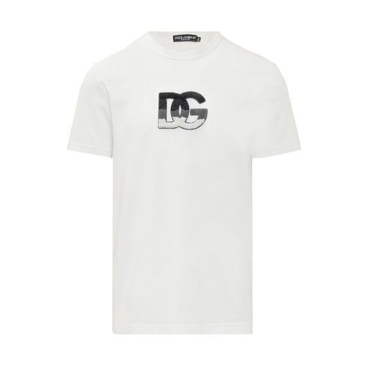 Dolce & Gabbana Embossed Logo White Cotton Tee