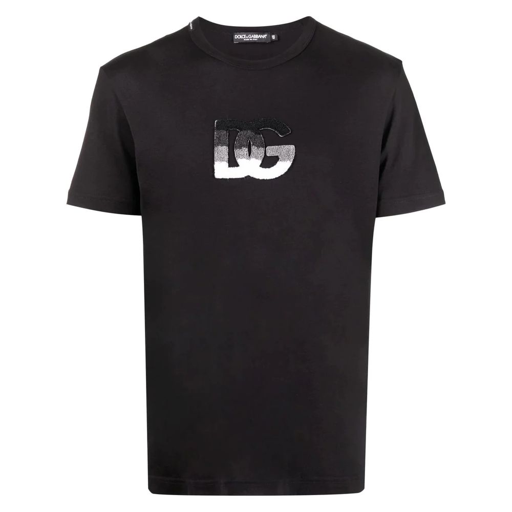 Dolce & Gabbana Elevated White Cotton Tee with Embossed Logo