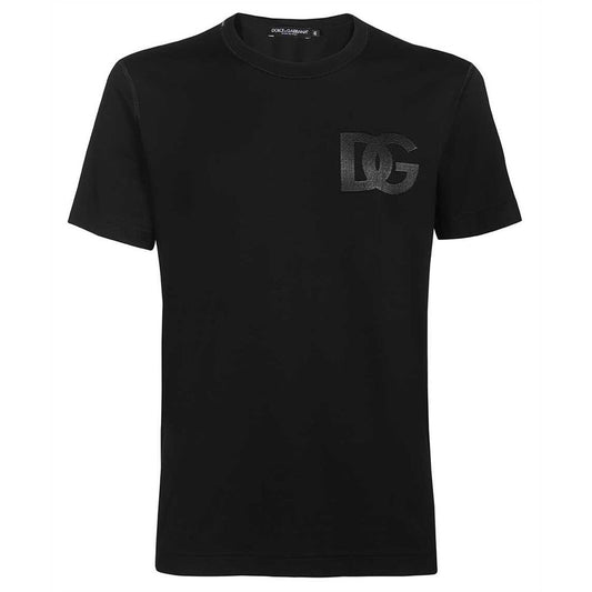 Dolce & Gabbana Elegant Black Cotton Embossed Logo Tee