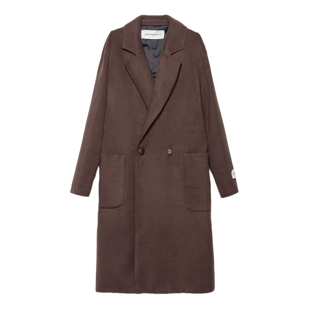 Hinnominate Elegant Double-Breasted Coat in Rich Brown