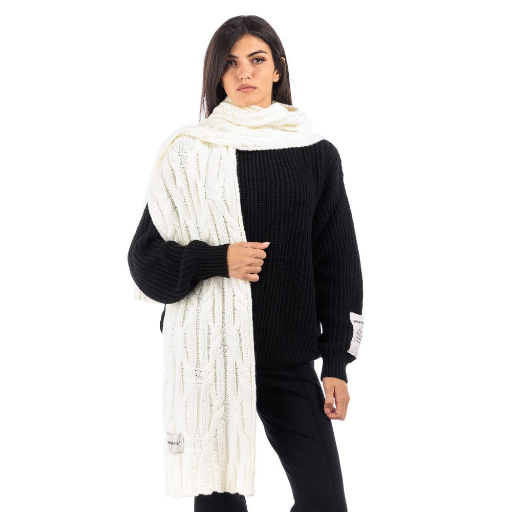 Hinnominate Chic White Cable Knit Winter Scarf