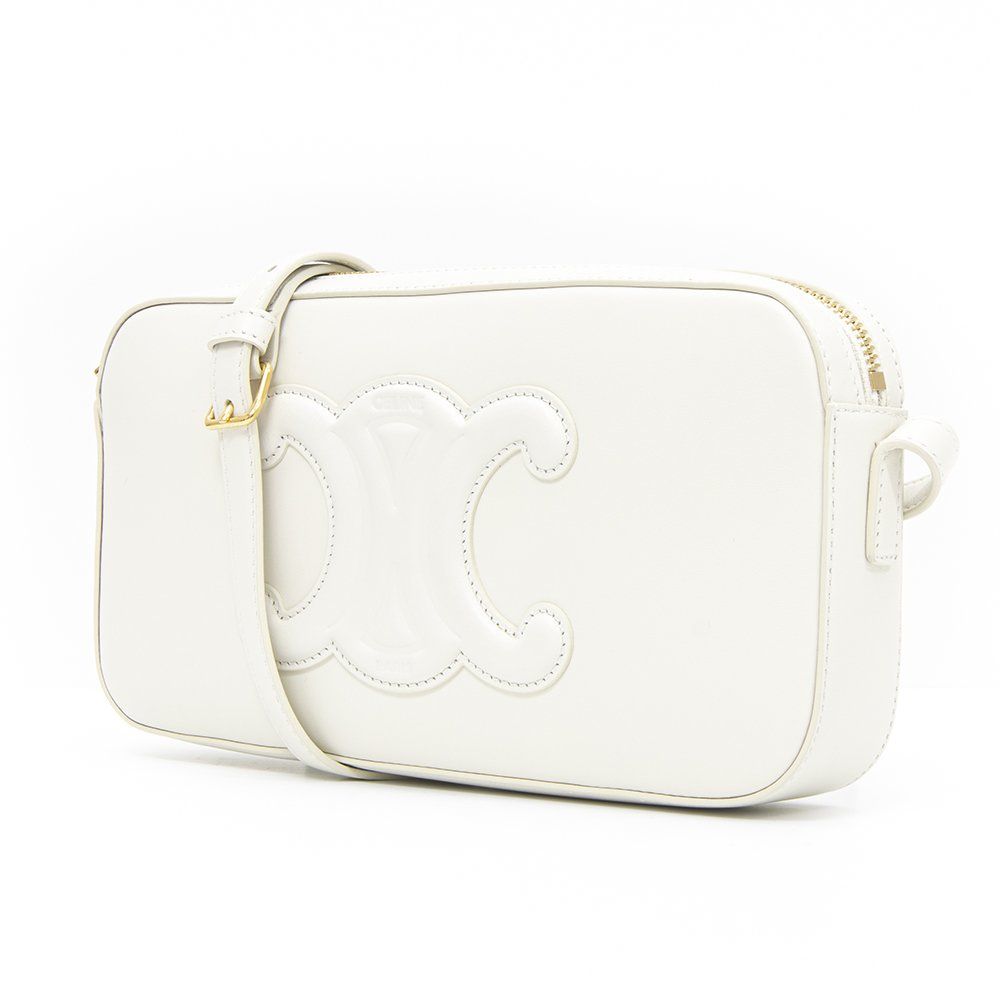 Celine Elegant White Calfskin Leather Shoulder Bag