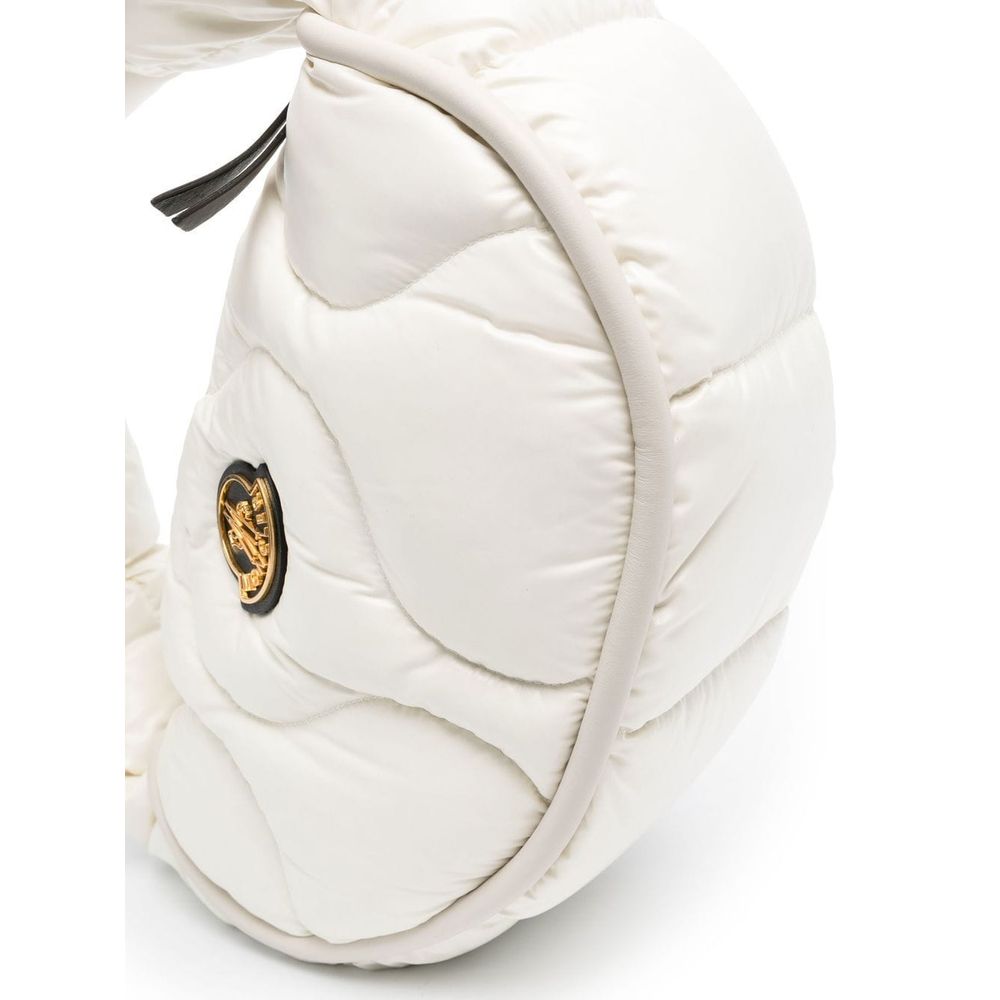 Moncler Chic Snowy White Hobo Bag with Luxe Feather Padding