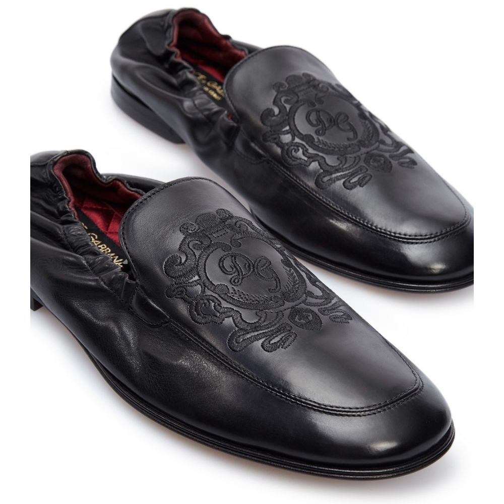 Dolce & Gabbana Elegant Embroidered Leather Loafers