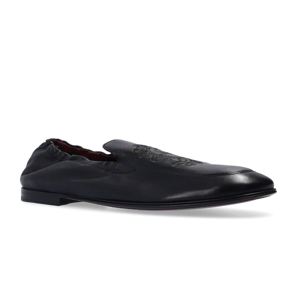 Dolce & Gabbana Elegant Embroidered Leather Loafers