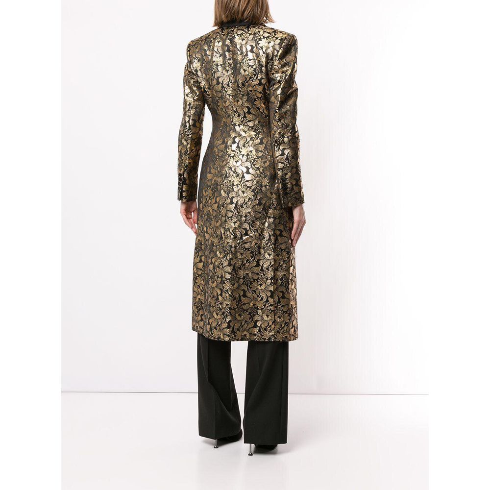 Dolce & Gabbana Golden Floral Jacquard Silk-Lapel Coat