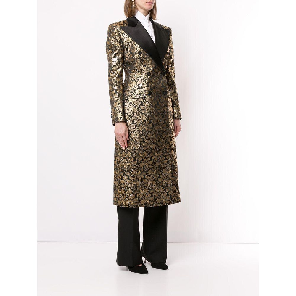 Dolce & Gabbana Golden Floral Jacquard Silk-Lapel Coat