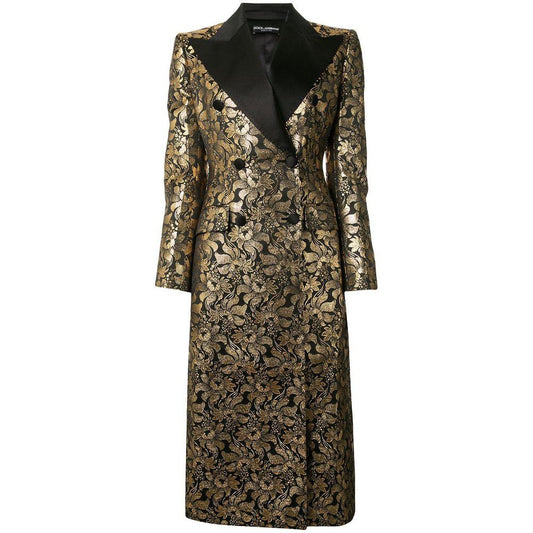 Dolce & Gabbana Golden Floral Jacquard Silk-Lapel Coat