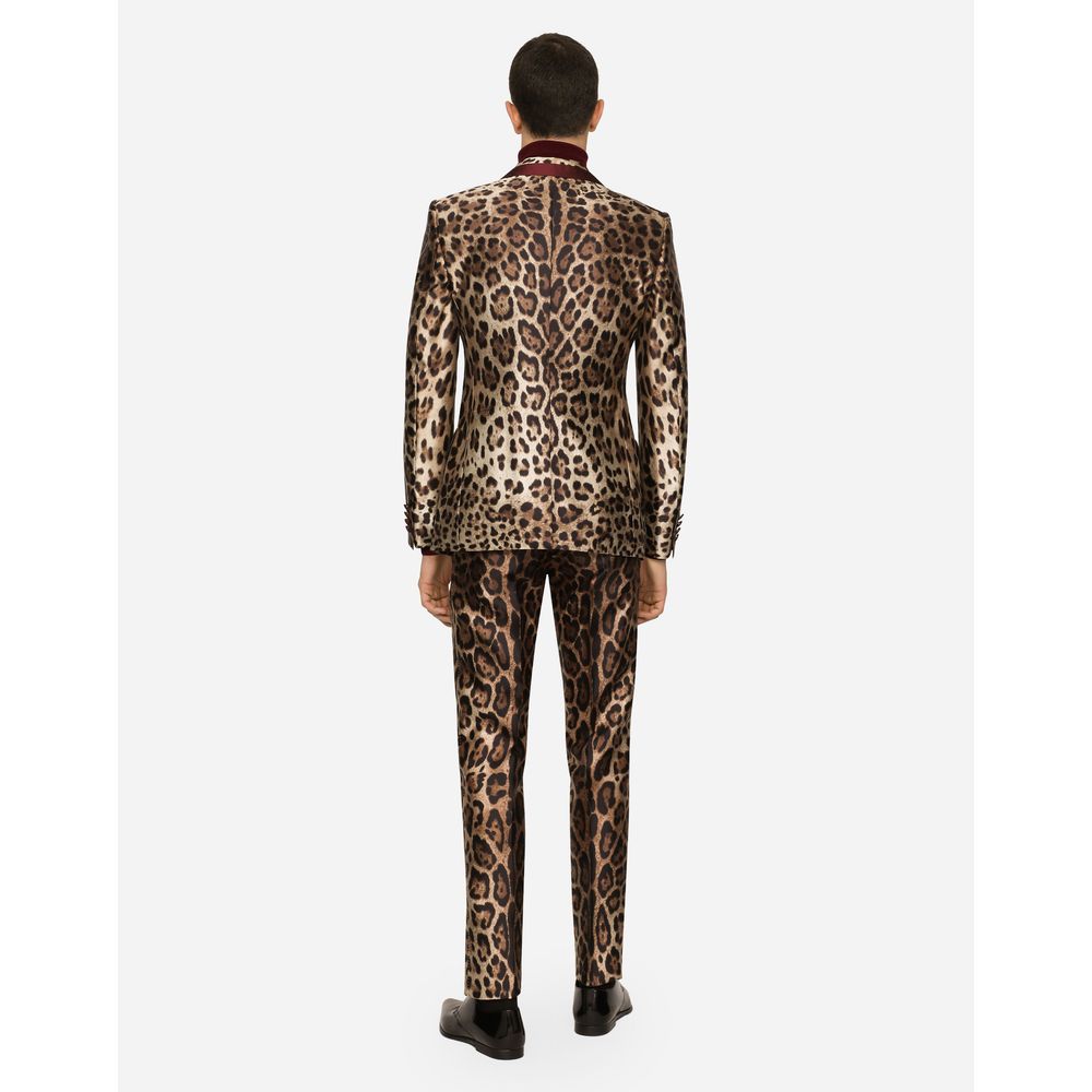 Dolce & Gabbana Elegant Leopard Print Silk Tuxedo Jacket